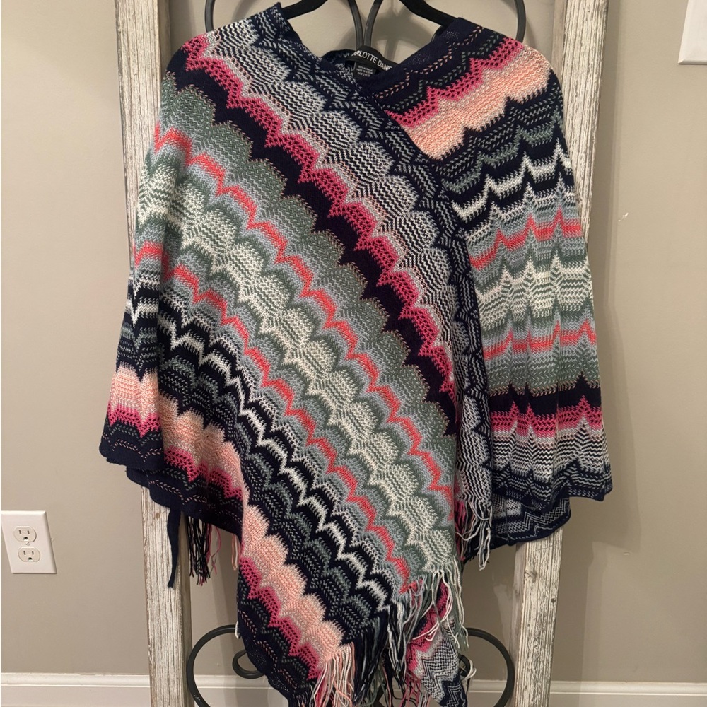 Charlotte Daniel Multicolor Chevron Patterned Poncho